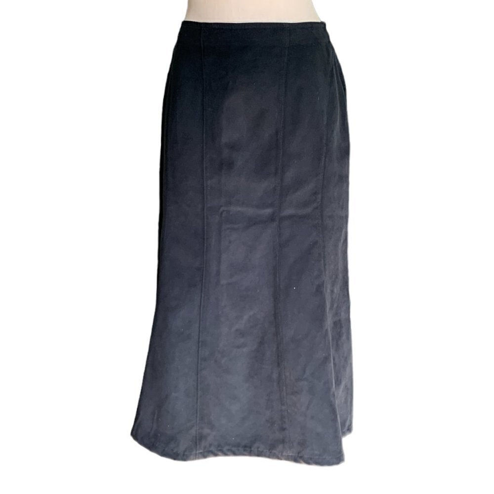 VTG Gotcha Covered Faux Suede Skirt Sz 6 Black 112C‎